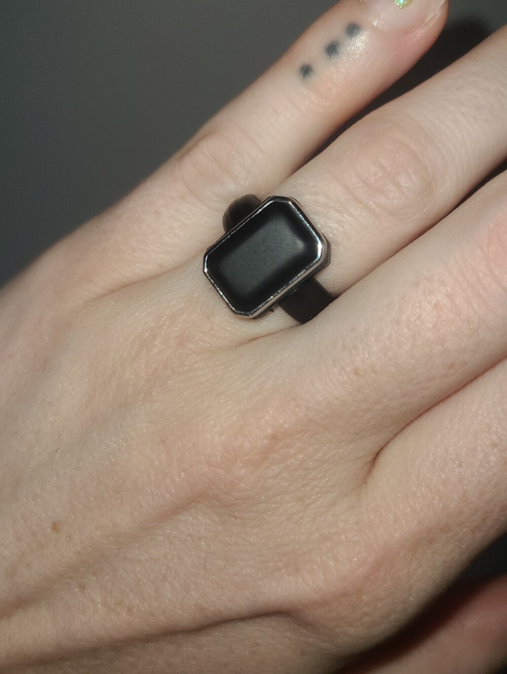 Silicone Wedding Ring Rinfit Black Metal Size 6